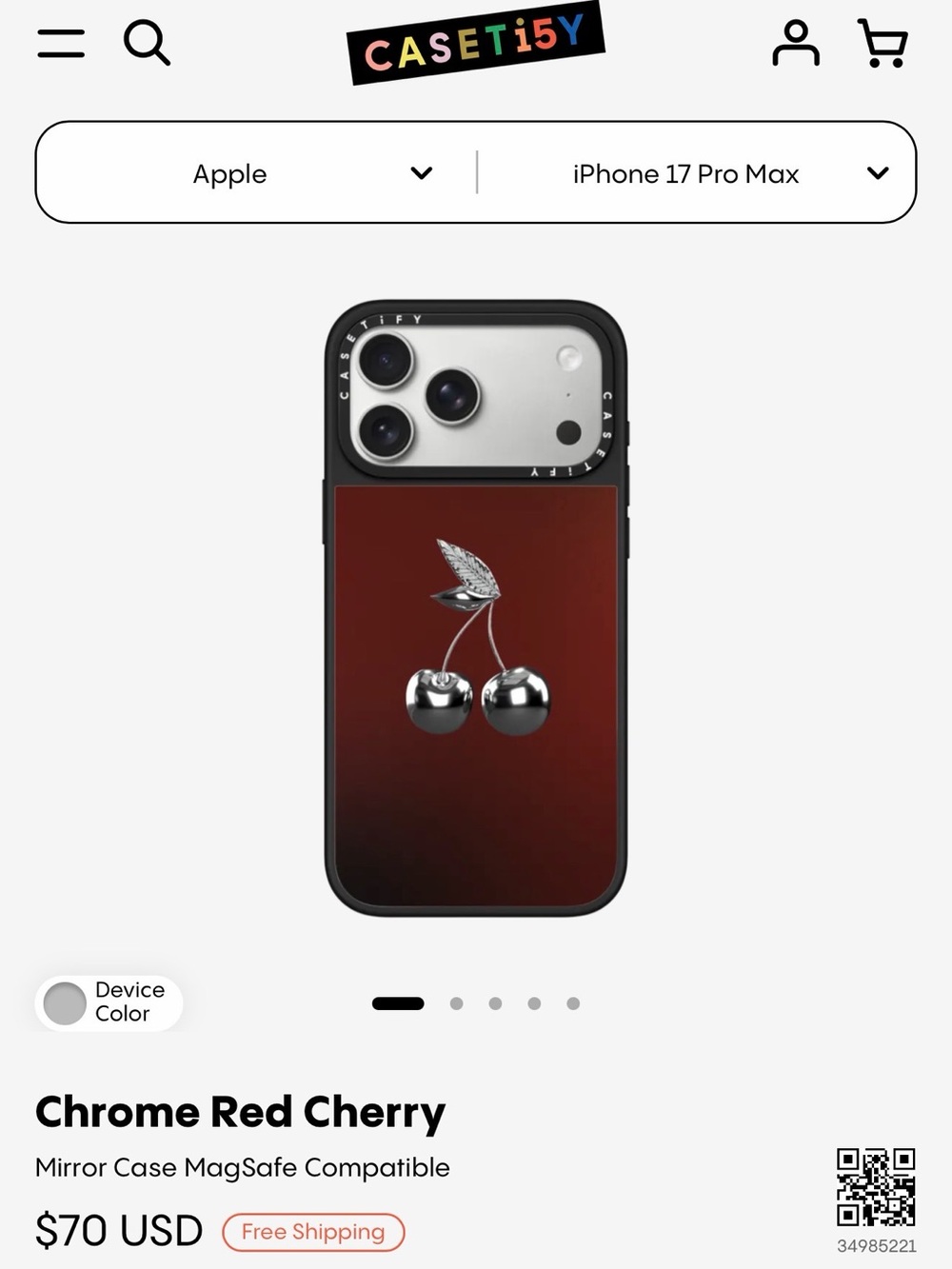 Casetify Chrome Red Cherry MagSafe Case